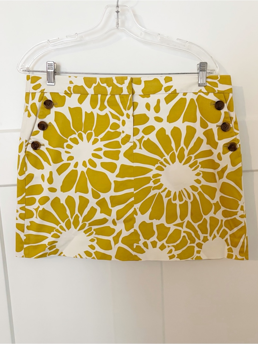 J. Crew White and Yellow Floral Mini Skirt size 10